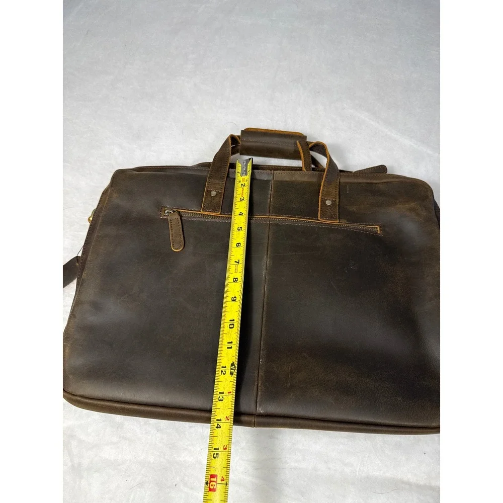 Mens Distressed Leather Briefcase Laptop Messenger Bag Dark Brown Professional